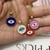 1PC Enamel Evil Eyes Pendant Necklace For Womens Zircon Big Turkish Eye Chains Choker Necklaces Clavicel Chains Lucky Zircon