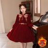 Korean Silver Fox Velvet 410g Girls' Formal Princess Dress - Autumn/Winter New Year's Gown