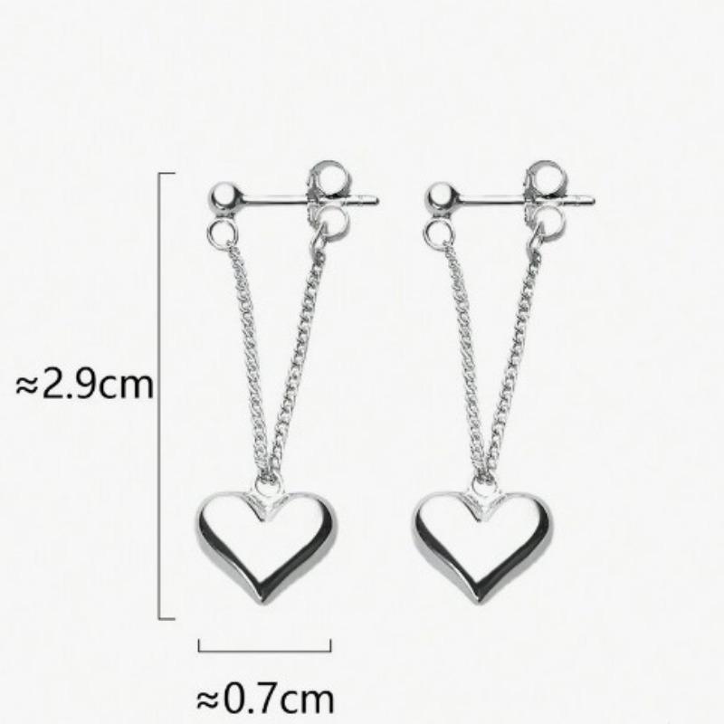 925 Silver Earrings For Women Fashion Korean Heart Chain Drop Earring Jewelry Prevent Allergy Party Accessories Gifts