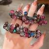 1PC high-end fuchsia head flower crystal hair band women's ponytail headrope 2025 new ball head tie hair rubber band hair accessories