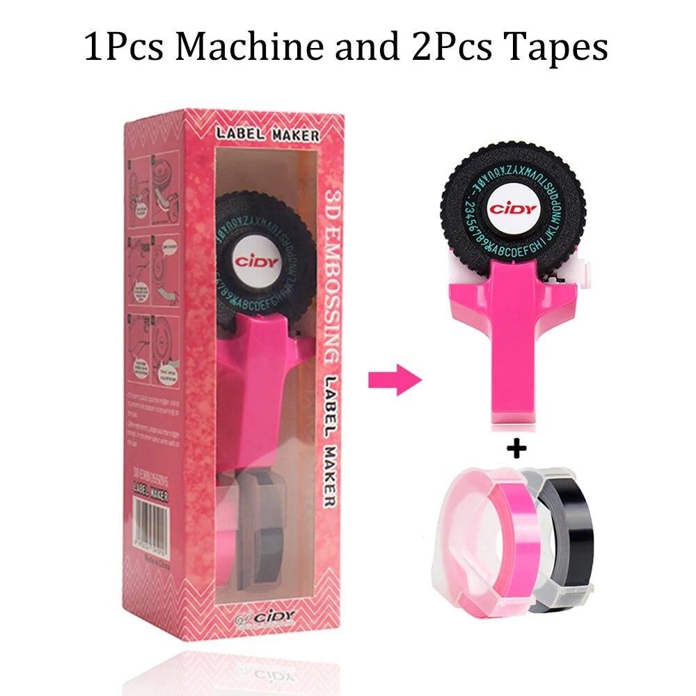 DIY Handhold Typewriter Embossing label maker machine lettering machine 2 Rolls Plastic tapes for Dymo 12965 1880 Motex E101
