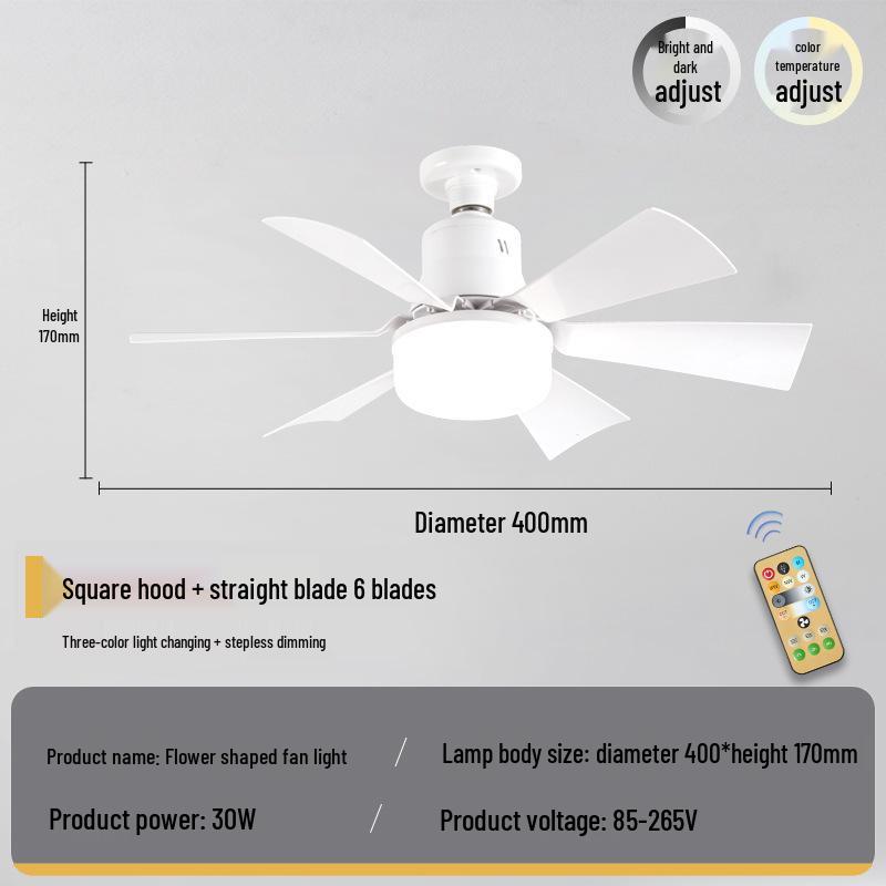 

Ultra-Quiet E27 Screw Base Ceiling Fan Light for Home & Restaurant Small Remote Control
