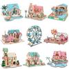 Handmade Wooden 3D Jigsaw Puzzle Game DIY Assembled Building Model Educational Early Childhood Toy for Kids Room Decoration Gift
