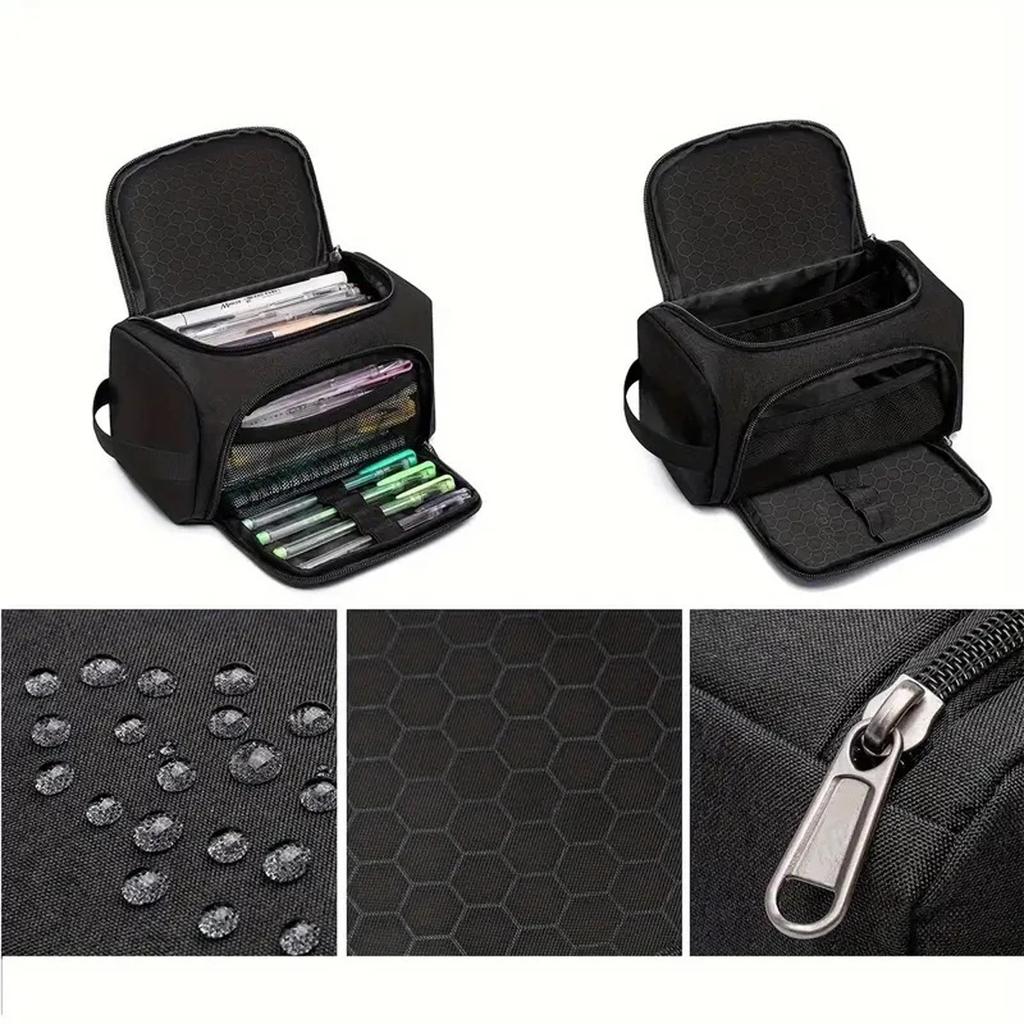 Extra-large Multi-purpose Pencil Case Durable Polyester Spacious Organizer For School Supplies & Makeup Portable Design Forteens