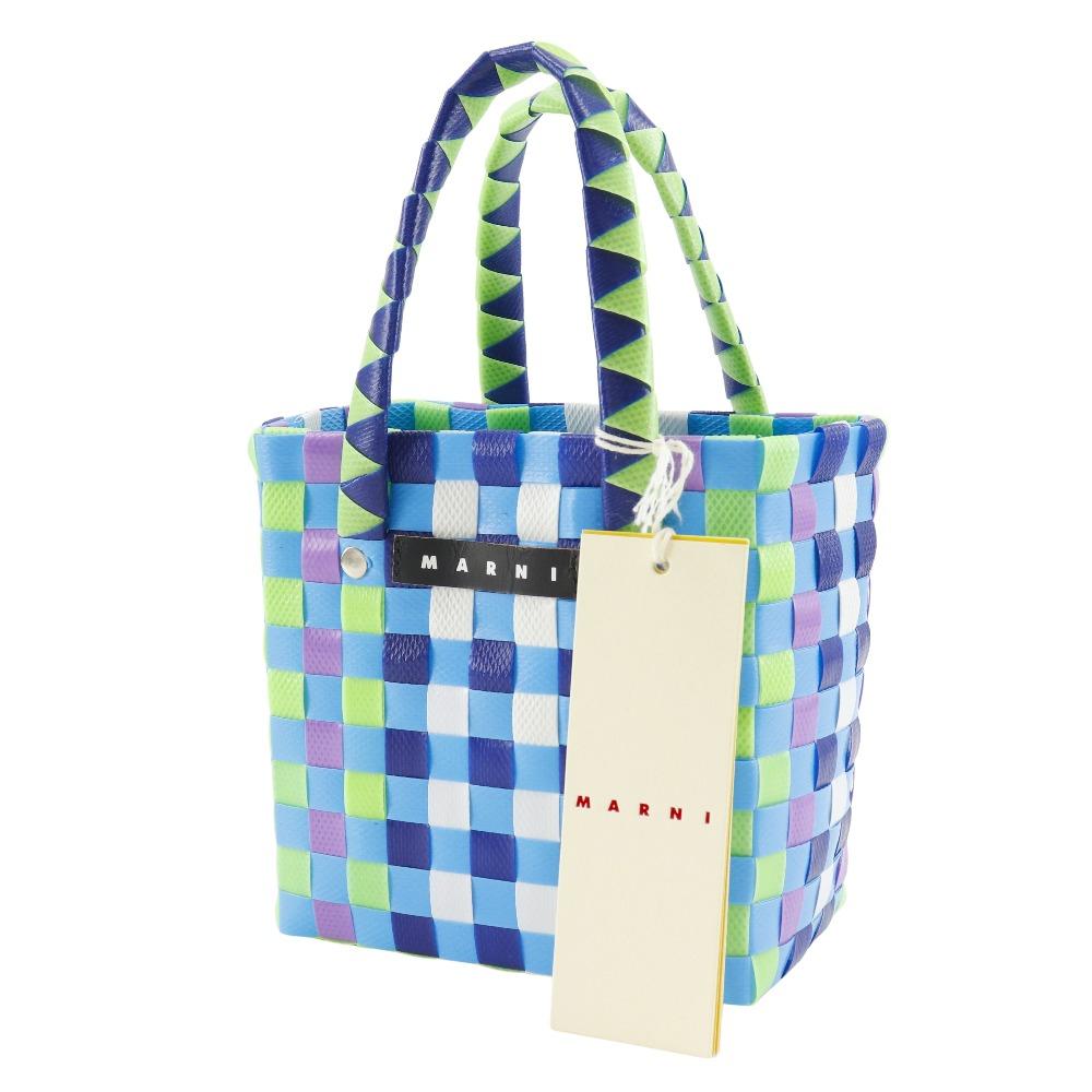 Marni Woven Micro Basket Handbag MW55F Basket Bag Blue / Multicolor Polypropylene Women Used