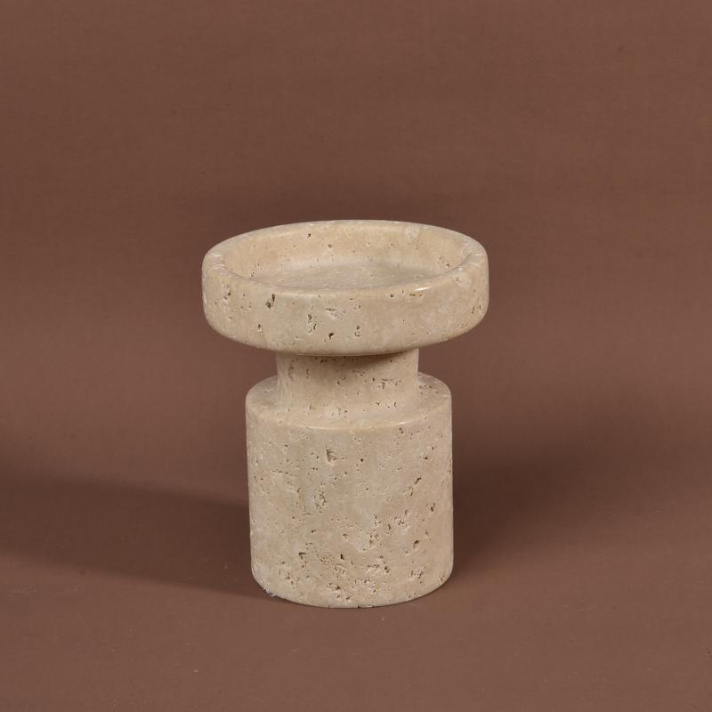 Private Label Ramadan Home Decor Travertin Decor Stone Home Decor Incense Cones Holder Travertine Candle Holder (Light Yellow,Clove)