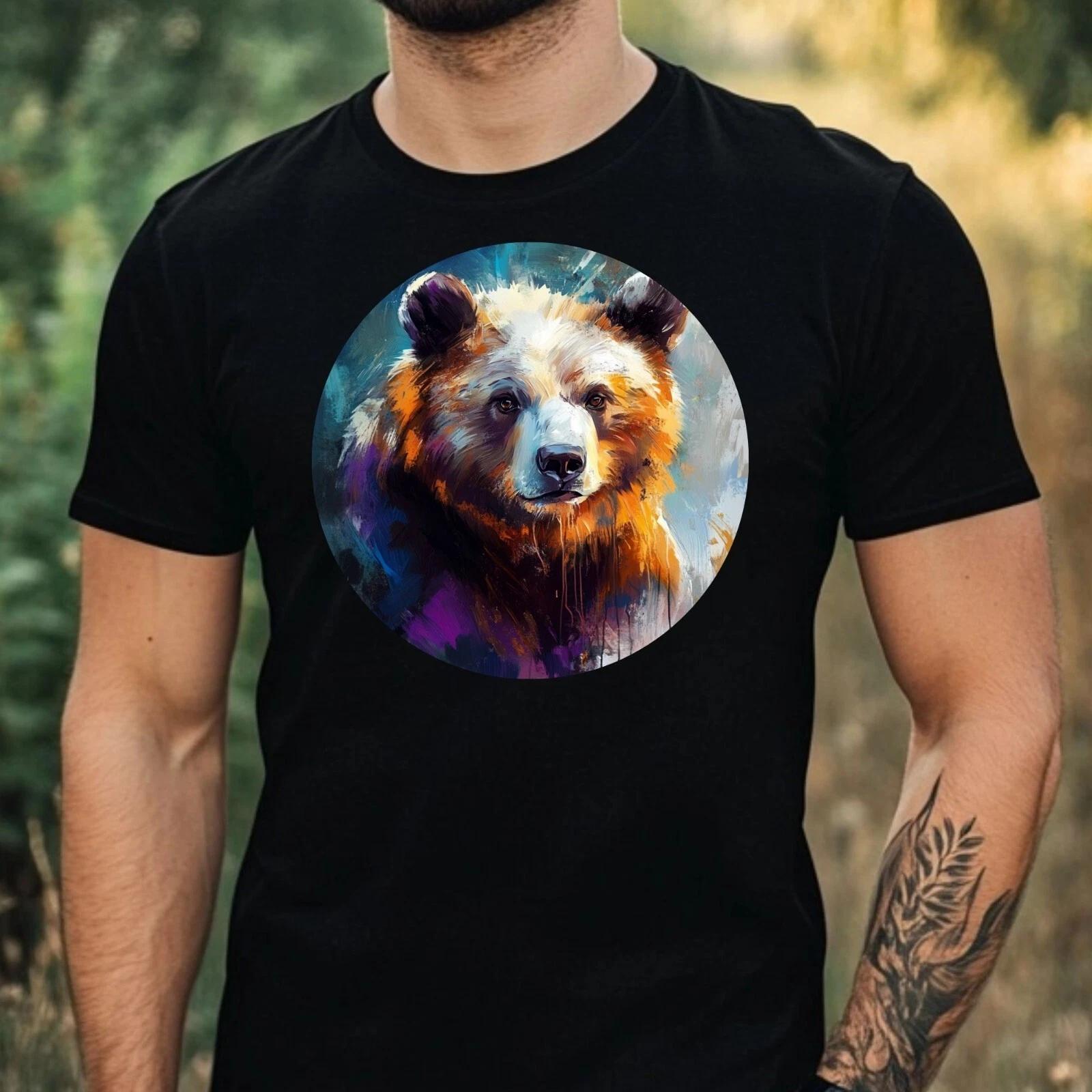 T-Shirt Herren Bär Portrait Motiv Baumwolle Größe XS bis 5XL XL