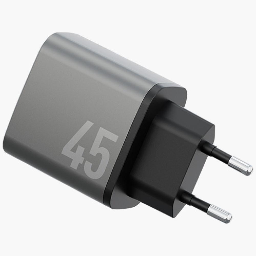 Energea Ampcharge GaN45 2xUSB-C PD/PPS/QC3.0 45W Gray Wall Charger