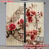 Set Of 2 Red Floral Chinese Lattice Curtains Oriental Pattern Blossoms Branches Asian Style Bedroom Classic Made Polyester Sleeping Area Window