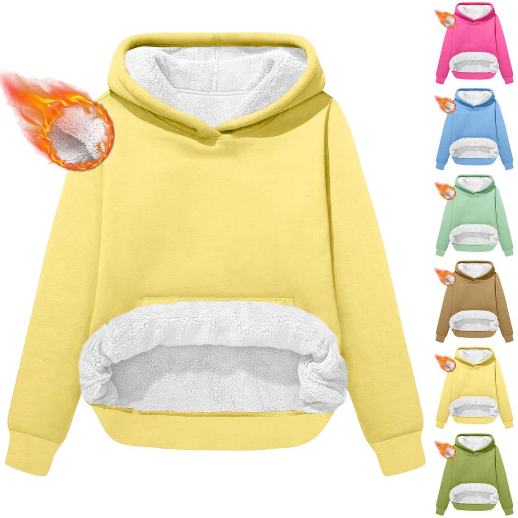 Women's Fashionable Casual Long-Sleeved Top With Fleece Thickened Hooded Sweatshirt