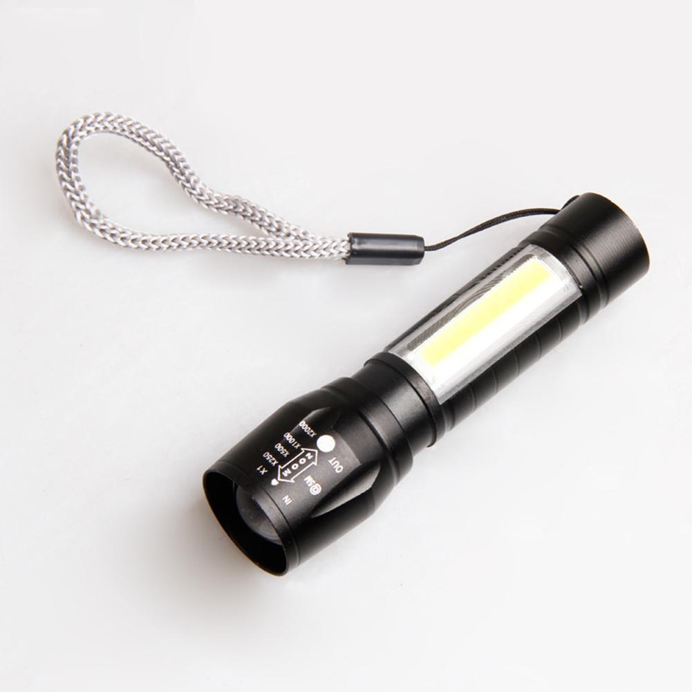 Hot XPE +COB Zoomable Light Lamp Torch With LED Flashlight 18650 USB Rechargeable