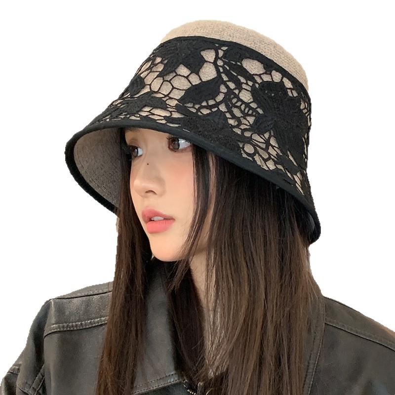 Japanese Retro Hollow Printed Fisherman Hat Autumn and Winter New Windproof Face Proof Small Basin Hat Outdoor Casual Warm Hat Trend