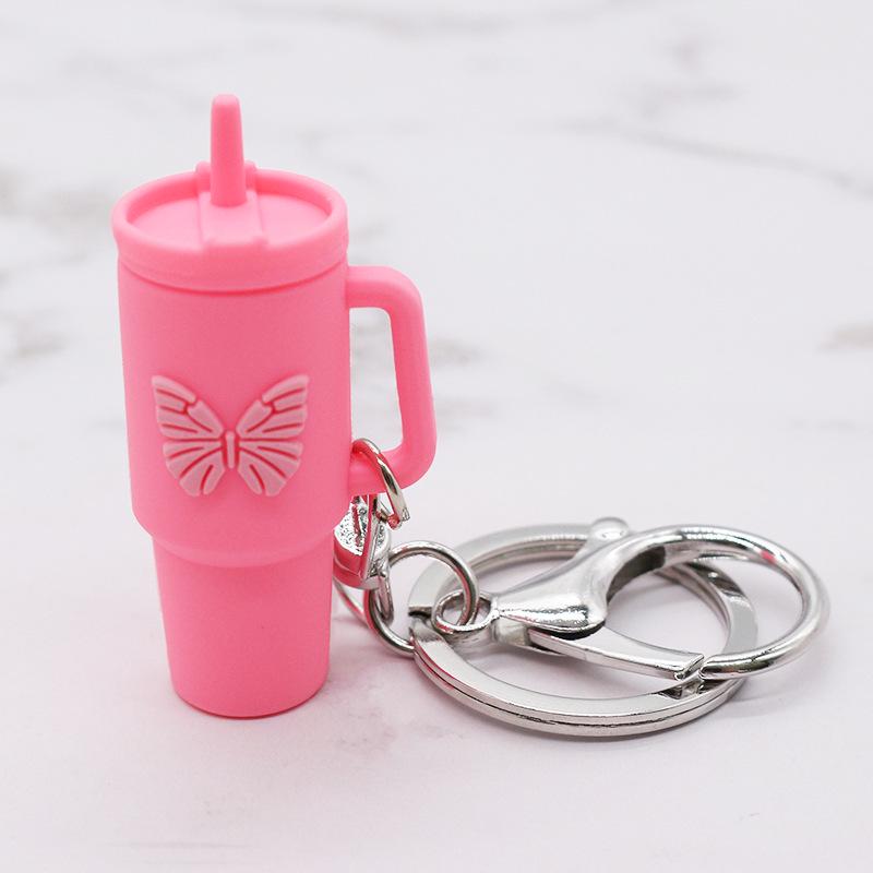 Popular Soft Rubber Stanley Cup Pendant Keychain - Creative Milk Tea Cup Keyring Available