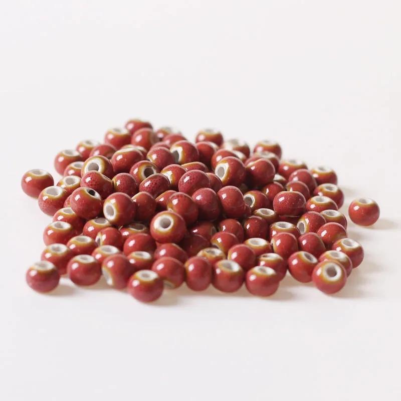 (50 Pcs/Lot) 6mm Round Ceramic Beads DIY Porcelain Loose Beads For Necklace Bracelet Jewelry Making