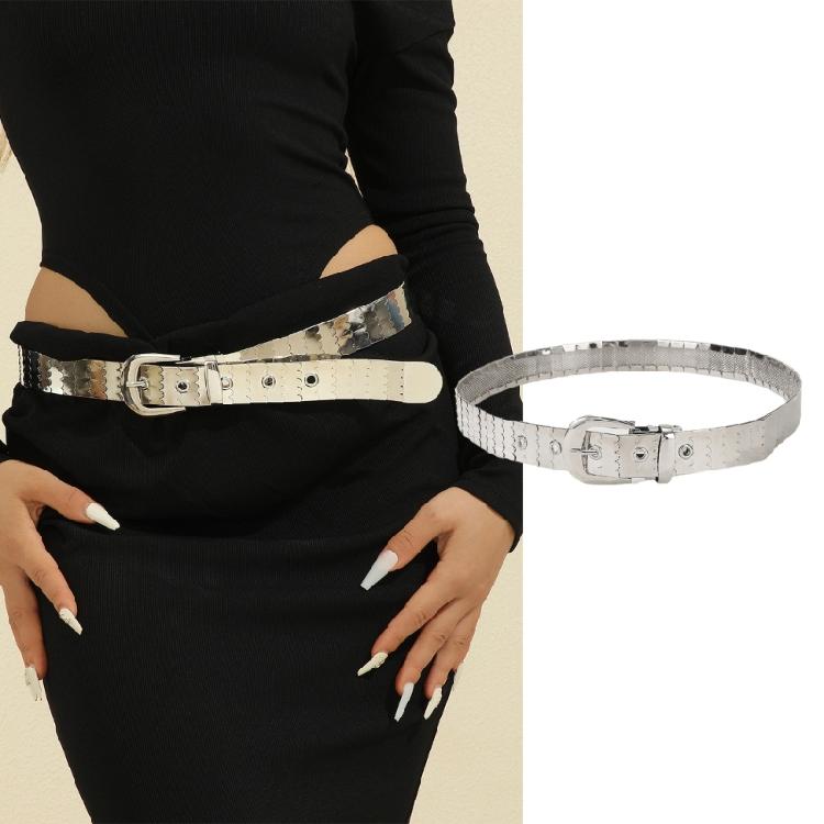 Grommet Waist Belt Silver Chain Punk for Casual Costume Belt for Jeans Dress