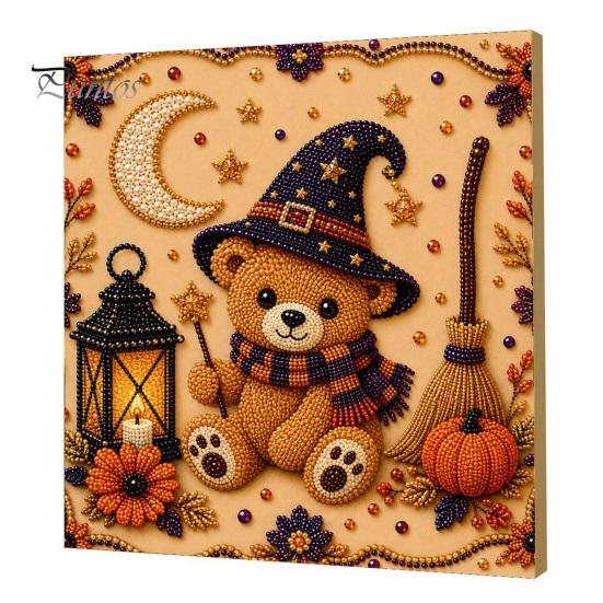 Ghost Pumpkin Art Craft Halloween Faux Pearl Kit, 3D Painting DIY Spooky Gem for Beginners Cute Set Adults, Autumn Home Wall Decor Crafting