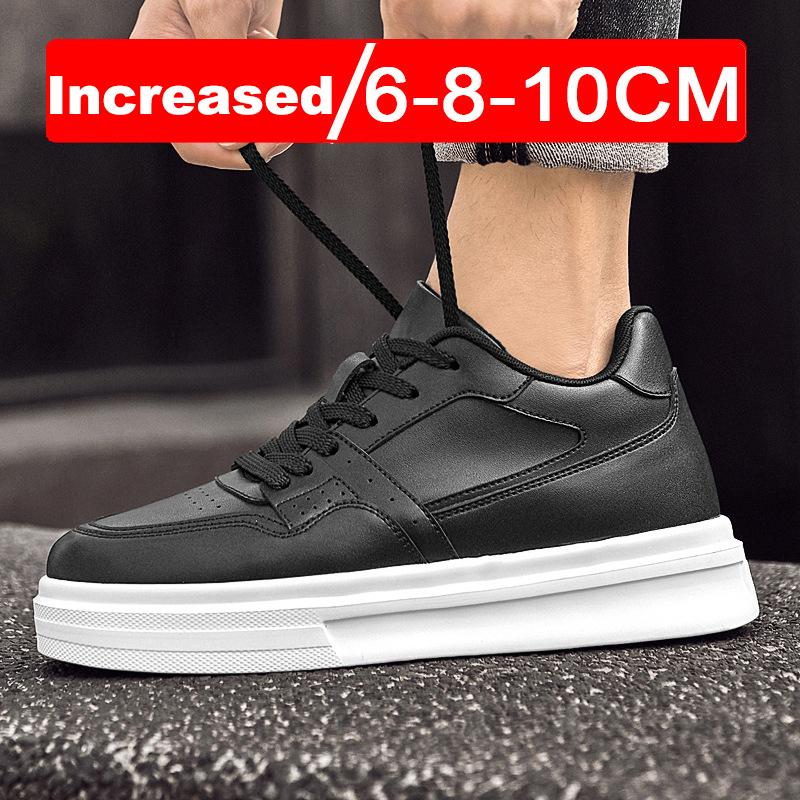 Zapatos Casuales con Plataforma Moda Cuero PU Zapatos Elevadores para Hombre 6cm 8cm 10cm Aumento Invisible de Altura Zapatillas Blancas Cortex