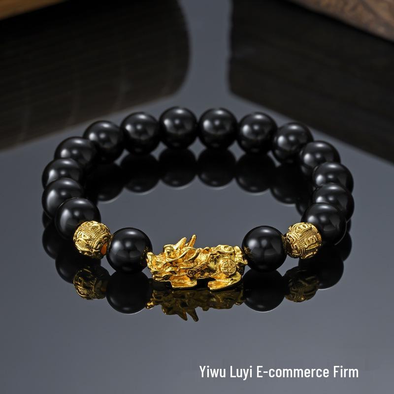 Six-Syllable Mantra Vietnamese Gold Pi Xiu Bracelet: 3D Gold-Plated Buddhist Bead Jewelry