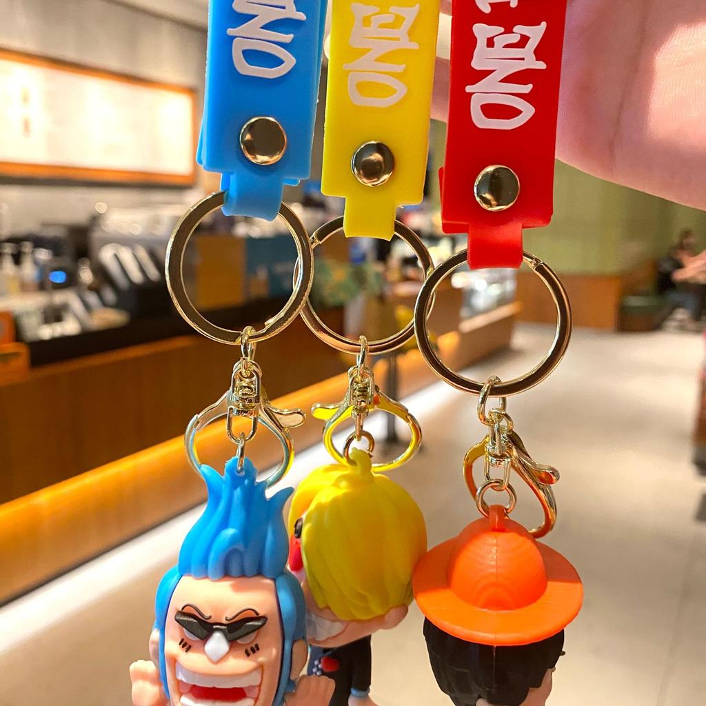 Perfect New Cartoon One Piece Key Chain Luffy Zoro Nami Usopp Chopper Robin Franky Brook Jinbe Children's Student Model Doll Bag Pendant
