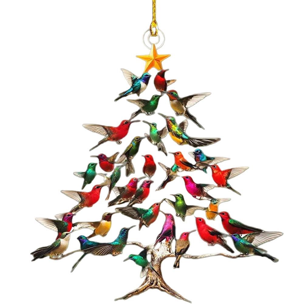 3 PCs Hummingbird Christmas Ornament Colorful Hummingbirds Tree Decor for Yard Courtyard Door Outdoor Windows Decoration