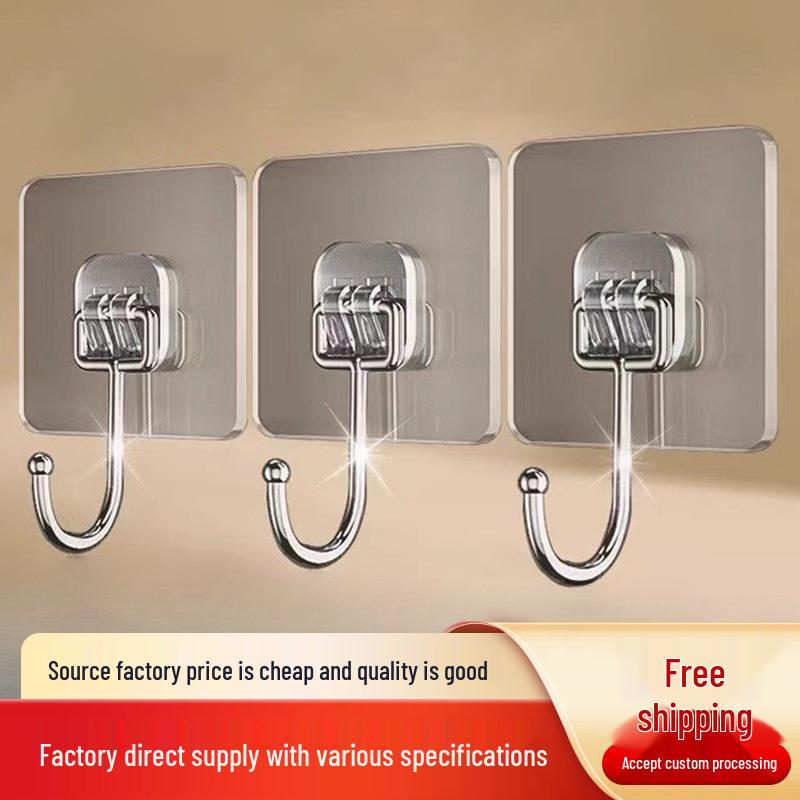 Enhanced Large Adhesive Hook for Clothes - No Nails Required; Ideal for Behind-Door, Bathroom, or Kitchen Use.