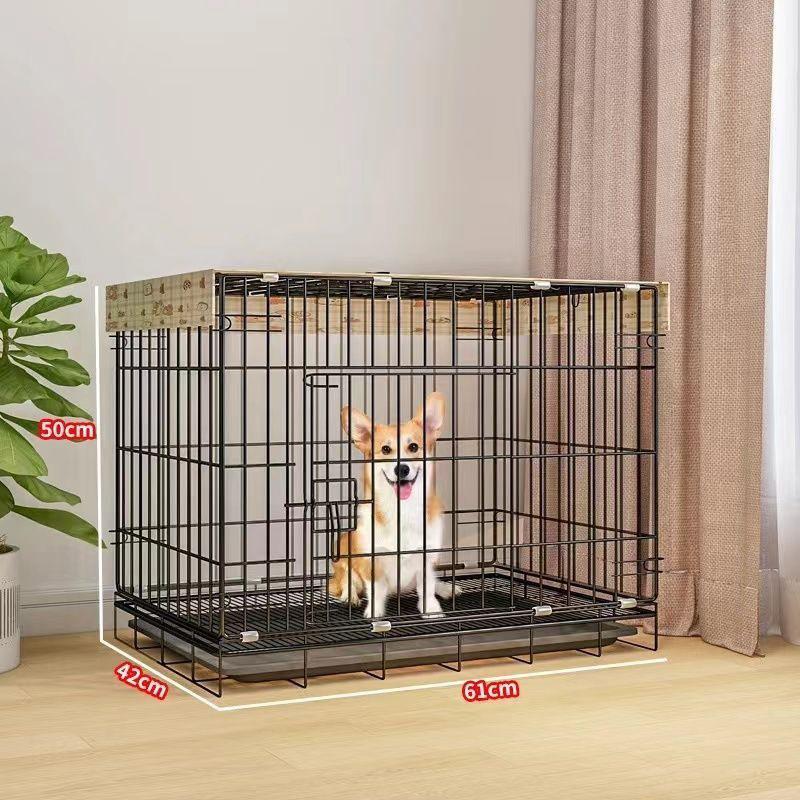 Small Dog Cage with Toilet for Corgi, Shiba Inu, Bichon Frise, French Bulldog, Teddy