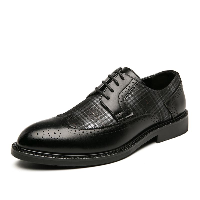 

Модные мужские туфли больших размеров Splicing Brogue Carving Leather Shoes Мужские модные туфли Oxford на шнуровке Мужские деловые туфли для мужчин 38-46 46 чёрный
