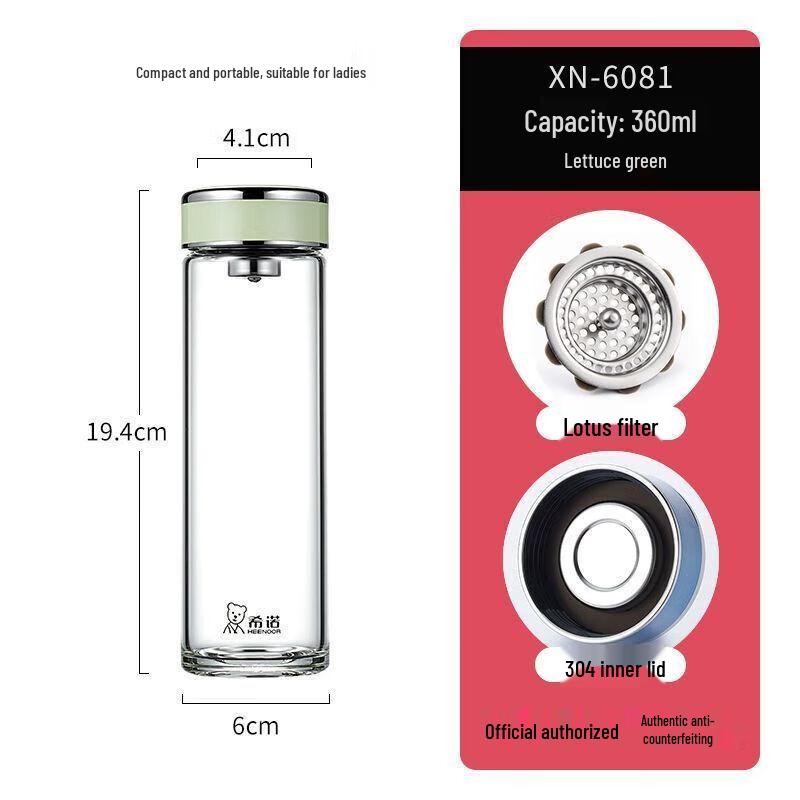 Heenoor Portable Single-Layer Glass Cup