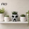 Office Desk Planter Funny Alien Face Planter, 3D Printed Novelty Plant Pot, Cute Gray Cactus Pot Head for Succulents Cacti Home Table Shelf