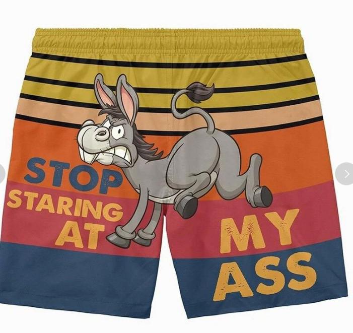 Men's 3D Turkey Head & Banana Print Swim Shorts