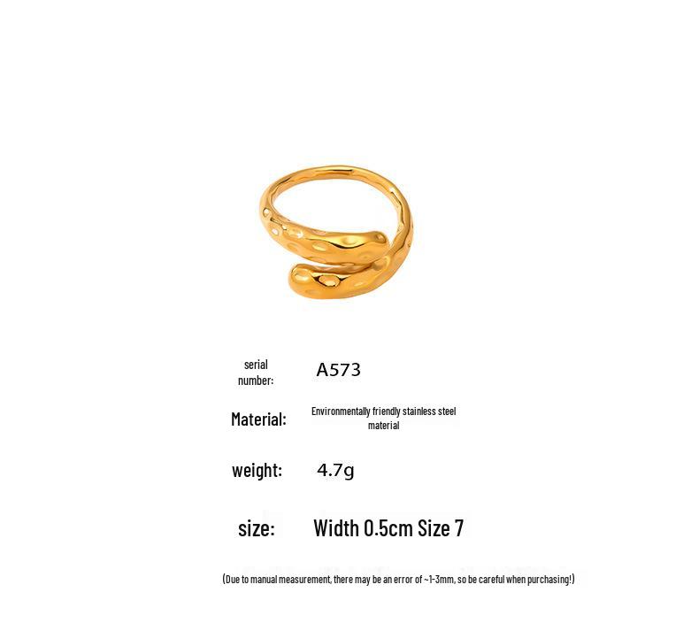 Qiong Yao 18K Gold Irregular Open Ring Set - Stylish Stainless Steel Finger Rings