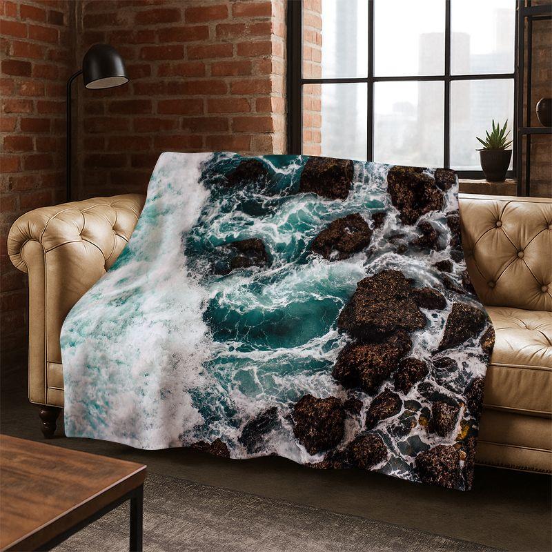 Sea Wave Beach Reef Nature Scenery Flannel Blanket Soft Warm Throw Blanket for Bedroom Living Room Bed Travel Camping Picnic Kid