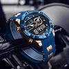 FOXBOX Top Luxury Quartz Wrist Watch For Men Business Steel Waterproof Sports Dual Display Military LED Digital Watches+Box