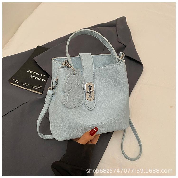 Women's bag 2025 new high-end texture pebbled pattern shoulder crossbody bag versatile casual trendy fashion hand-held bucket bag