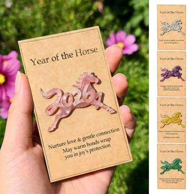 1/2Pcs 2026 Horse Pocket Hug with Card Bring Good Luck Wealth Year of The Horse