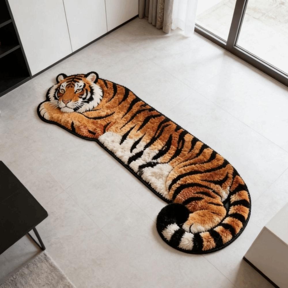 2D Flat Tiger Doormat Water-absorbing Bedside Rug Unique Bedroom Carpet  Home Decor