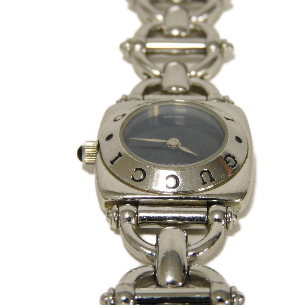 Used 9539 Horsebit 6400L 7975 Silver Black Dial Quartz Square Women's Watch from Japan AUTHENTIC