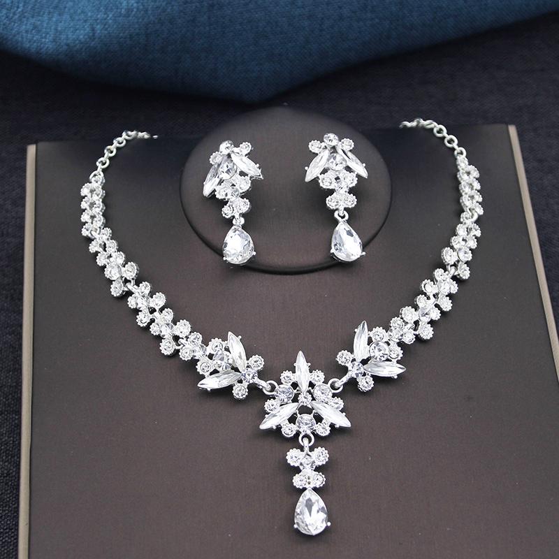 3Pcs Bridal Crown Jewelry Sets Luxury Tiaras and Earrings Necklace Set for Women Bride Wedding Dress Crown Sets Prom Gifts