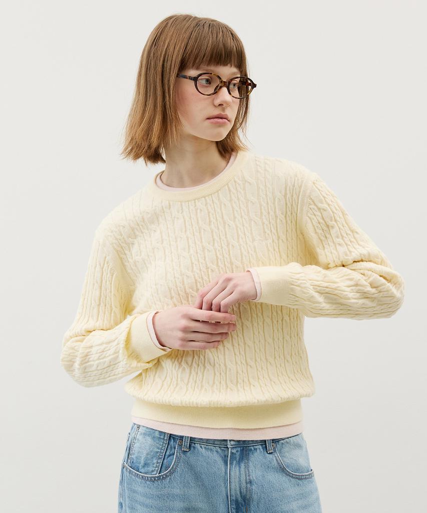 CITYBREEZE Cable Round Neck Knit_4 Colors