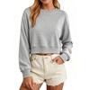 Women S Long Sleeve Loose Cropped Pullover Sweatshirt Casual Autumn
