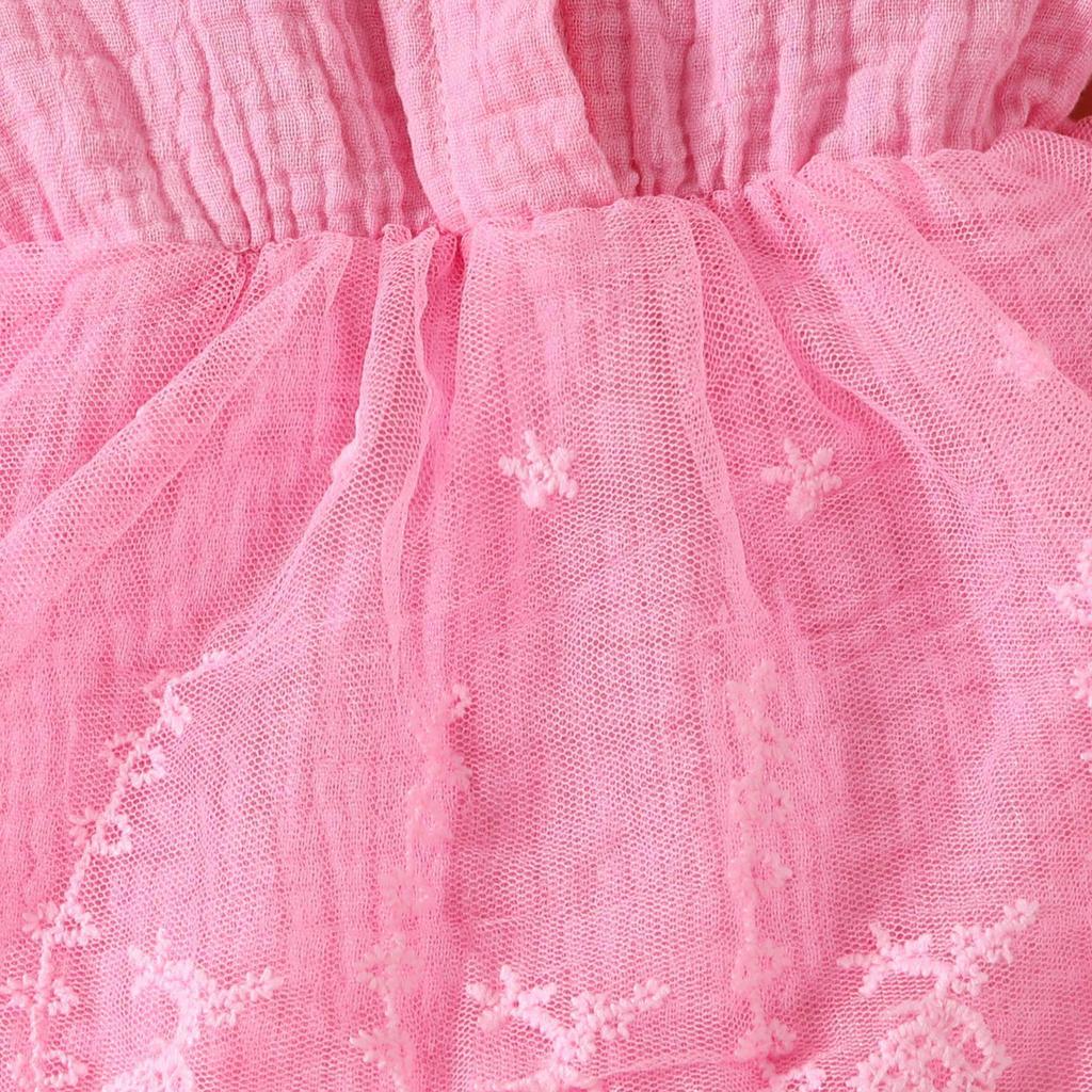 Sweet Floral Long Sleeve Baby Girl Romper Dress with Mesh Skirt