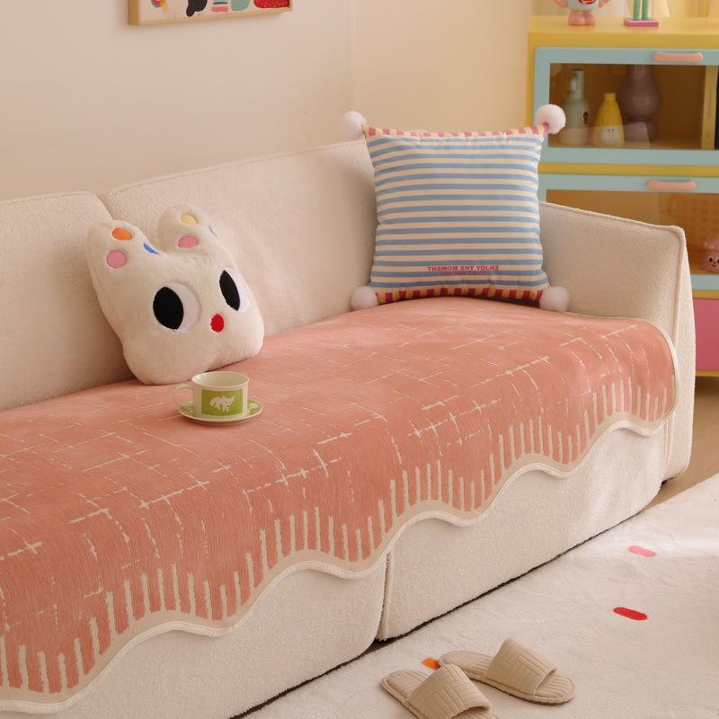 Dopamine Color Sofa Cushion  New Summer Chenille Cover Towel One-Piece Non-Slip Four-Season Seat Cushion