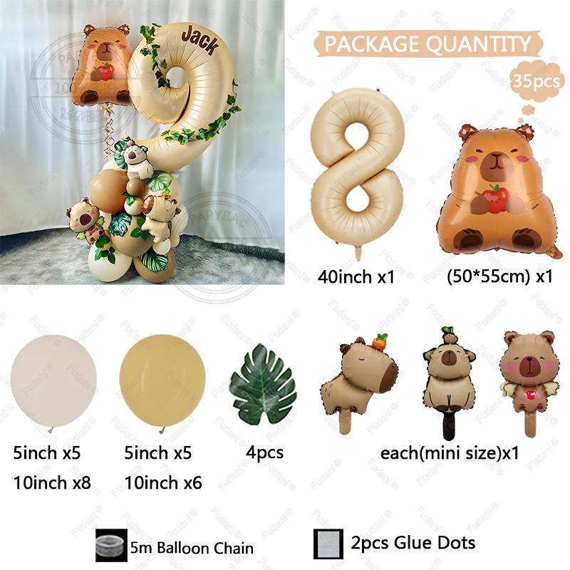 

35 шт. Мини Милые Капибары Шарики Карамельные Цифры 1-9 Набор Шариков для Дня Рождения Мультяшные Животные Тема Вечеринки Украшение Подарок на День Рождения other