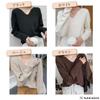 NAKACHI Ribbed Knit Top with Elegant and Buttoned Style Women's V-Neck Sleeves, Casual, Fall/Winter (Beige)