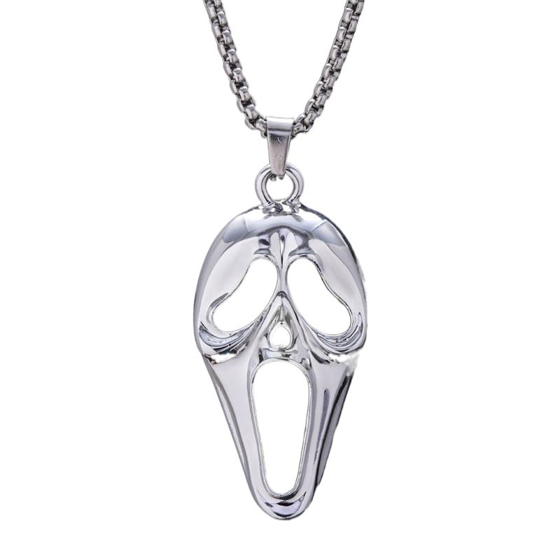 

Glowing Skull Mask Pendant Necklace Fashionable Neck Jewelry Unique Chain Necklace Alloy Material Perfect Gift for Man 1