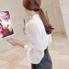 New Fashion Long Sleeve Stand Collar Black White Chiffon Blouse Shirt Women Tops J386
