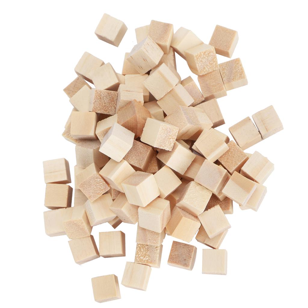 100Pcs Wooden Cubes Pine Square Blank Blocks for DIY Craft Early Childhood Puzzle Toy 10mm