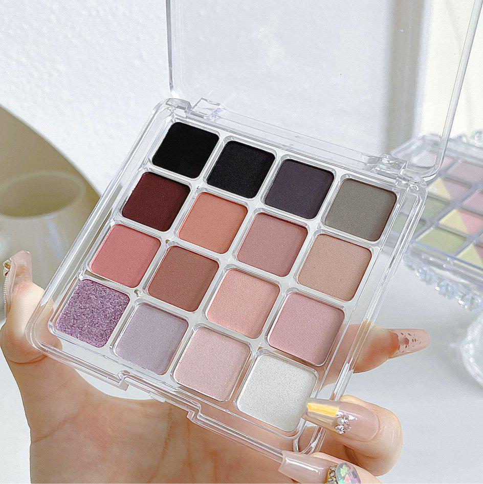 JADED Mood 16-Color Eyeshadow Palette: Pure Desire - Smoky Pink & Light Makeup with Matte & Shimmer Shades.