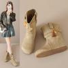 Women's Booties  New Autumn Retro Pop Small Inside Heightened Mid-Leg Boots