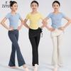 Girls Latin Dance Practice Outfit Short Sleeve Separates With Skirted Pants Child Performance Costume Class Exams